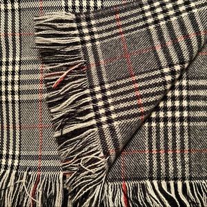 Plaid or Tartan scarf in black, cream and red